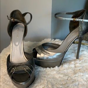Sergio Rossi Silver Heels - Rhinestone Details